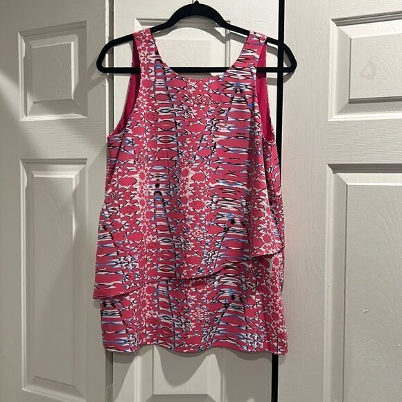 Cooper & Ella Pink Layered Blouse, Size Large - Picture 1 of 8